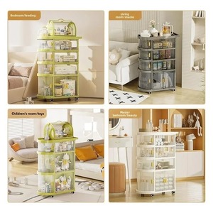 Multifunctional Folding Trolley Organizer Home Kitchen <b>Bath</b> Storage Organizer with Wheel - Product Image 5