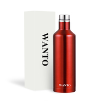 Gobelets thermiques isolés sous vide en acier inoxydable couleur or de 500ml 750ml style bouteille de vin rouge de 500ml en vente de gros
