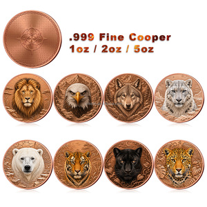 Op maat gemaakte prijs Wildlife Animal 1 2 5 Avdp oz .999 Fijne Koperen Warrior Leeuw Wolf Tijger Munt met logo - Product Image 5