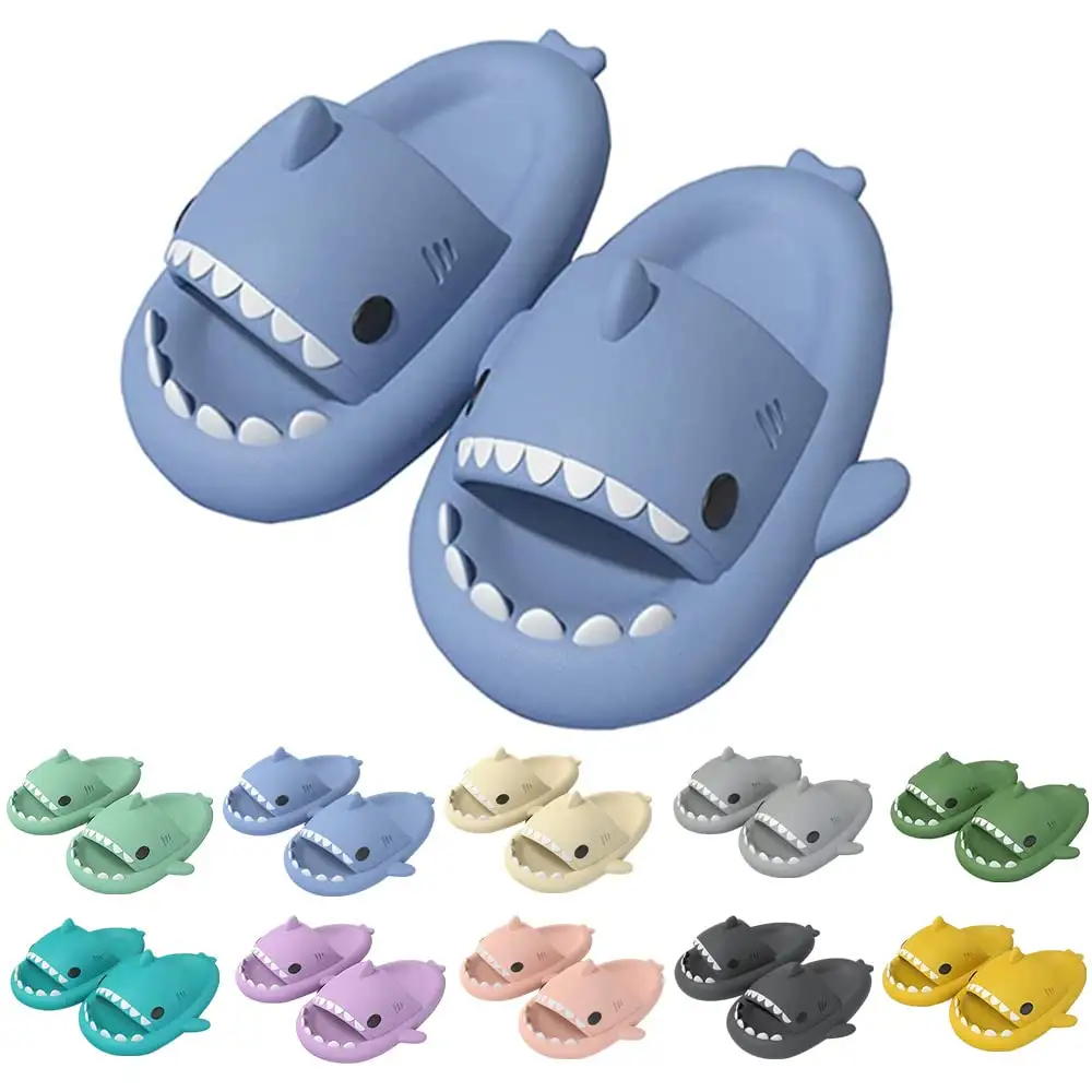 Nicecin Thick Sole Non-Slip Shower Massage Slippers Bathroom Beach Adult Novelty Shark Slippers Home Soft Slippers for Women