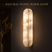 Applique murale, lampe murale, luminaire mural en marbre, pierre naturelle, fer, capsule, moderne, minimaliste, couloir, chambre, salon