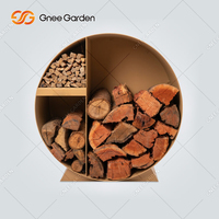 Lubang Api Log Baja Corten Pembakaran Kayu dengan Penyimpanan Log Kayu