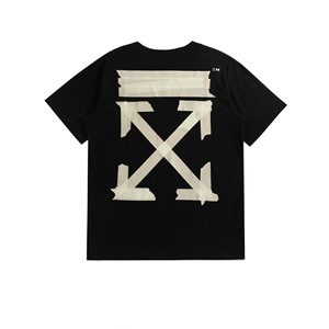 T-shirt <span class=keywords><strong>Homme</strong></span> Manches Courtes en Coton Pur, Motif Géométrique Peinture à l'Huile, Estampillé Or WAR, Bande Adhésive, Qualité Supérieure, Religieux OW - Product Image 4