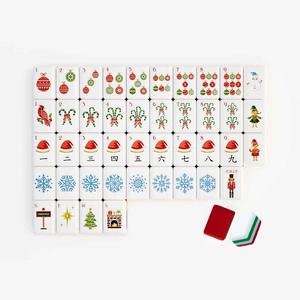 Juego de Mahjong Americano de Lujo Moderno Plegable de 4 Capas de Acrílico |   Fichas de Mahjong Navideñas Rojas y Verdes, Regalo Festivo, Buena Esperanza - Product Image 1