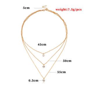 Jewelry Fashion Handmade Multi-layer Rhinestone Pendant for Women New Trendy <b>Simple</b> Chain <b>Necklace</b> - Product Image 5