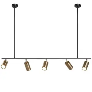 Luminária suspensa com lâmpada de ouro, luminária suspensa com holofote gu10 nórdico de metal para sala de jantar