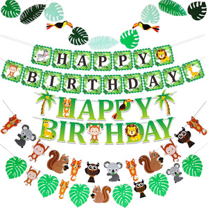 Biểu ngữ nền sinh nhật dễ thương đặt trang trí sinh nhật biểu ngữ thư chúc mừng sinh nhật phong cách động vật rừng cho trẻ em - Product Image 1