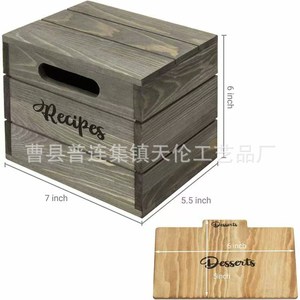 Wooden recipe card <b>storage</b> <b>box</b>, household <b>kitchen</b> flip-top wooden <b>box</b>, multi-functional pine postcard <b>box</b>. - Product Image 5
