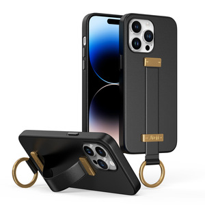 Bán Buôn Sang Trọng Handmade PU Da Dây Đeo Tay Đứng Trường Hợp Đối Với <span class=keywords><strong>iPhone</strong></span> 16 17 Pro Max Da Trường Hợp Với Dây Đeo Cổ Tay Dây Đeo Chân Đế - Product Image 1