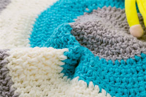 SZPLH Alfombra redonda con patrón geométrico hecho a mano y alfombra de punto de ganchillo acrílico colorido - Product Image 5