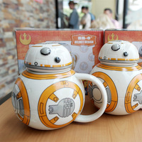 Tasse en céramique Star Robot 3D Wars avec couvercle, tasse à café/thé BB8 stéréo, tasse à boire créative et de collection