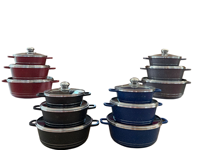 Ensemble de 6 ustensiles de cuisine en aluminium moulé sous pression antiadhésifs avec revêtement en pierre Maifan, marmite à soupe, ustensiles de cuisine pour cuisinière à gaz et à induction