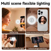 Lampu Selfie Magnetik M28 3W 800mAh Isi Ulang, Ring Light Saku 3-Adjustable dengan Cermin Terintegrasi, Lampu Pengisi Daya Ponsel Lipat