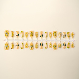 Lot de 30 faux <span class=keywords><strong>ongles</strong></span> en amande à presser, motif trèfle <span class=keywords><strong>vert</strong></span> et feuille d'or, dégradé 3D en relief, faits main, pour une manucure quotidienne élégante - Product Image 5