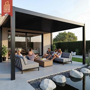 Den S Gazebo al aire libre Perfiles de aluminio Sistema motorizado Toldos con persianas Gazebos Patio trasero Sombra Estructuras de jardín Pérgola - Product Image 2