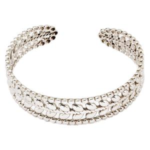 Bracelet manchette en acier titane ajouré à feuilles gaufrées pour femme, électroplaqué, bijoux de mode pour le bureau et la carrière, vente en gros pour fabricants - Product Image 5