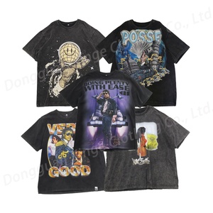Camisetas Personalizadas de Hip Hop para Hombre, Diseño Cuadrado y Holgado, Estampado con Transferencia Térmica, Lavado Ácido, Camiseta Gráfica para Hombre - Product Image 2
