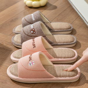 Pantuflas de Lino para Mujer para Primavera y Otoño, Antideslizantes y Ligeras para el Hogar, Zapatillas de Verano de Algodón y Lino para Hombre - Product Image 3