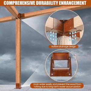 Kit de connecteurs pour pergola extérieure 4x4, supports <span class=keywords><strong>d</strong></span>'angle en métal pour pergola en bois - Product Image 6