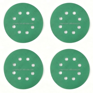 Disques abrasifs en oxyde d'aluminium de 125 mm à 8 trous avec fixation auto-agrippante, vert, pour le polissage du bois - Product Image 1