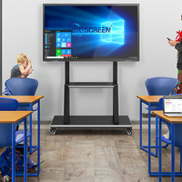 INGSCREEN papan pintar interaktif Panel datar, kamera Digital 4k kustom 55 65 75 85 86 98 110 inci untuk mengajar sekolah