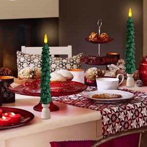 Velas LED de Parafina Verde de 10 Pulgadas, Funcionan con Batería, Ecológicas, con Llama Parpadeante, 6 Piezas, sin Llama, para Navidad, Fiestas, Hogar - Product Image 5