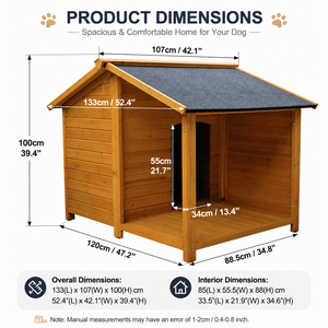 <span class=keywords><strong>Casa</strong></span> de Perro de Madera para Exteriores con Porche, Resistente a la Intemperie, Villa para Mascotas de Madera de Abeto, Caseta Grande para Perros con Techo Aislado de Asfalto, Tamaños L - Product Image 5