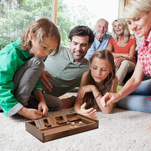 Chiudi la scatola gioco di dadi da tavolo in legno con 12 numeri e coperchio per bambini adulti famiglie, 2 giocatori e fino - Product Image 3