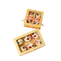Korean Paper Cups 4 6 Pieces Plaid Dessert Box Mousse Cup Egg Tart Packaging Box