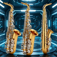 Lacquered Gold E Flat Alto Saxophone Wind Instrument for Adult Beginner Professional Use