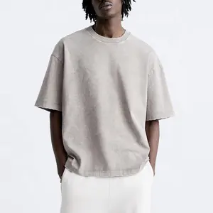 Custom Logo Designer T-shirt High Quality 100% Cotton Acid Wash Wholesale Oversize Tshirt Bulk Drop Shoulder T Shirt For Men