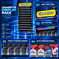 Vitrine à cigarettes en MDF avec poussoirs à ressort en acrylique, éclairage LED RGB, présentoir de vente au détail sur pied