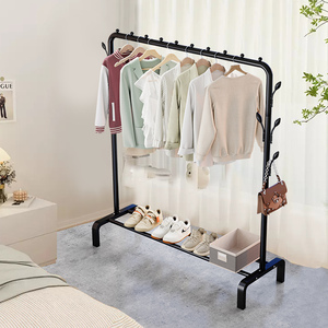 Vente en gros de séchoir à linge en métal à tige unique avec crochets Porte-manteau amélioré Organisateur de tissu pour chambre à coucher ou balcon - Product Image 2