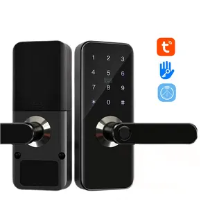Touch Screen Electronic Home TTlock Smart Front Entry Door Lock Tuya Door Mortise Latch Locks Handle with Display Racks