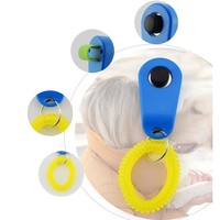 PETRICH Bracelet jaune FS-XP-318 et anneau vert Clicker d'entraînement d'agilité pour chien avec conception de doigt en plastique Style moderne simple