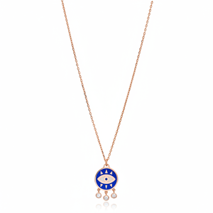 Minimaliste bleu émail Zircon pierre oeil conception pendentif à breloque en gros 925 bijoux en argent Sterling - Product Image 2