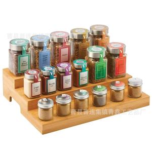 Wooden Three Tier <b>Spice</b> Rack With Handle For Kitchen Countertop Storage Organizer <b>Jar</b> Container Set - Product Image 2