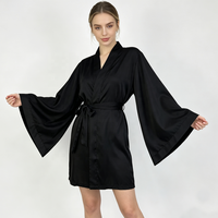 Nouvelle Arrivée – Robe Kimono Courte en Soie et Mousseline de Soie pour Femme, 12 Couleurs en Stock, Grandes Manches Larges, Robe de Mariée ou Demoiselle d'Honneur – Vente en Gros