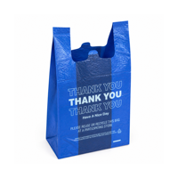 Sacs en plastique personnalisés bleu cobalt en PEHD, recyclables, imperméables, pour t-shirts, gilets, cadres photo, courses, et sacs de remerciement blancs pour supermarchés