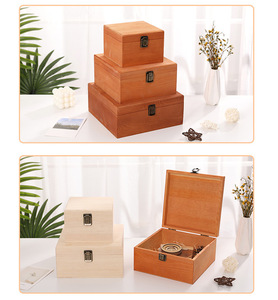Lockable Natural Retro Stain Color Desktop <strong>Storage</strong> Wedding Gift <strong>Wooden</strong> Packing <strong>Box</strong> - Product Image 2