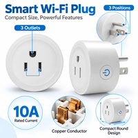 Stop Kontak Pintar WiFi Standar AS, 10A 2400W dengan Kontrol Suara dan Timer, Kontrol Jarak Jauh via Aplikasi, Bersertifikasi FCC dan RoHS, Berfungsi dengan Alexa dan Google Home