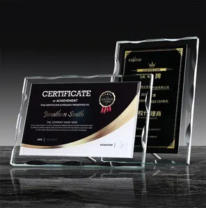 Wholesale Custom Creative High Quality K9 Crystal franchise dealer agent brand custom lettering Medal Certificate Trophy