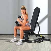Banco de Pesas Multifuncional Plegable y Ajustable para Entrenamiento en Casa, Abdominales y Fisicoculturismo
