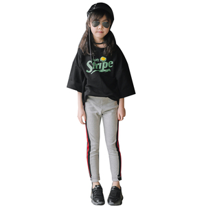 Shopping Clothes Huzhou T-shirt and Striped Leggings Neoprene Slimming <b>Pant</b> Shirt Color Combination Clothing Set - Product Image 1
