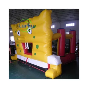 Mini Casa de rebote inflable comercial Castillo de salto de Bob Esponja amarillo
