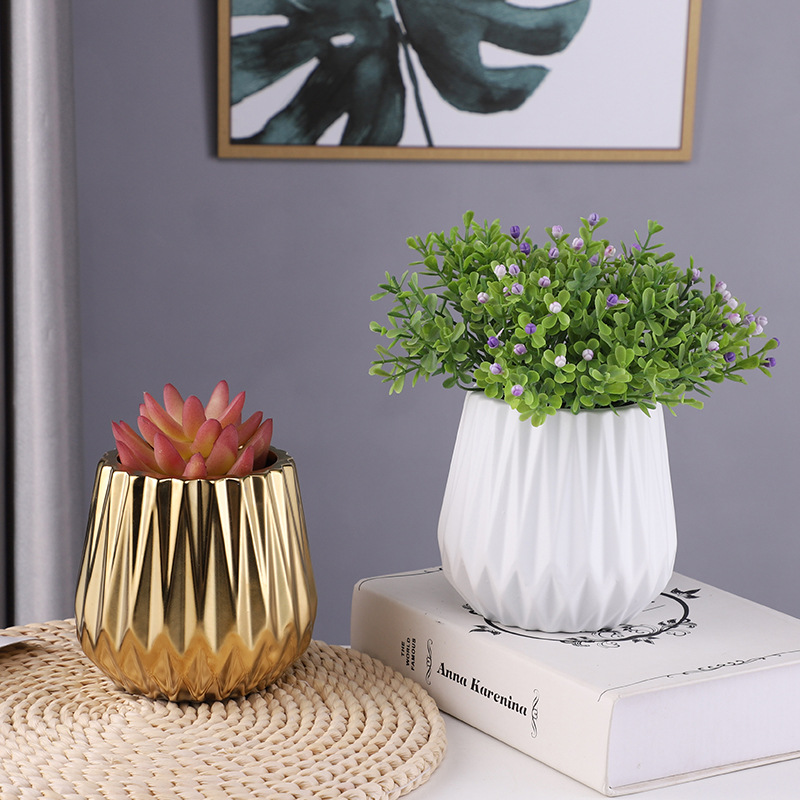 Geometrisches Muster Orchideen-Blumentopf Gold-Schwarzer  Porzellan-Pflanzgef Haushaltsdekoration Sukkulenten-Pflanzgef  Keramik-Blumentopf| Alibaba.com