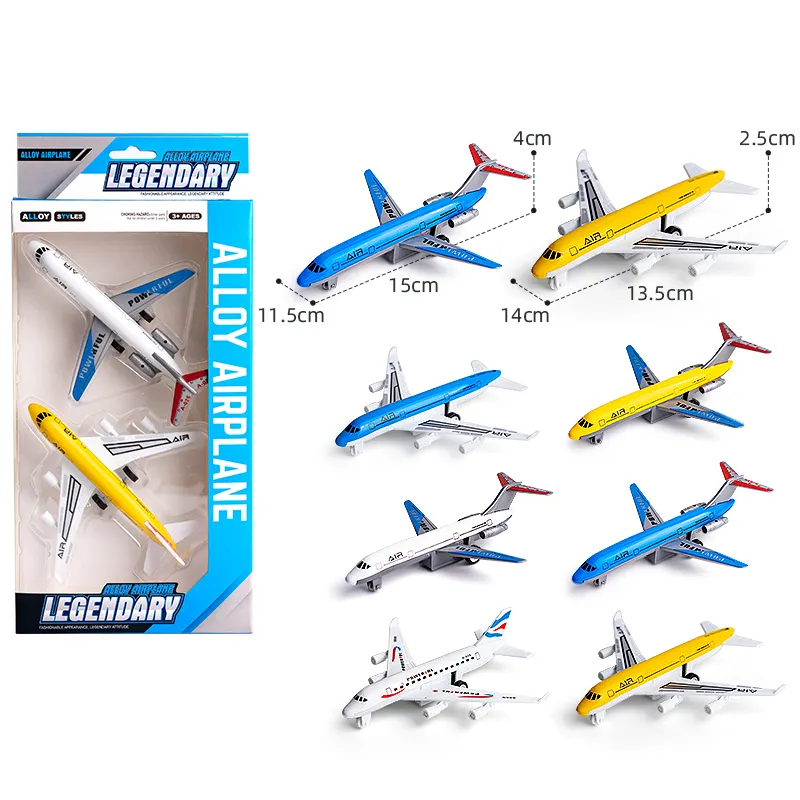 Mainan Anak Pesawat Mini Model Logam Campuran Warna Pesawat Mainan Diecast Set 2 Buah