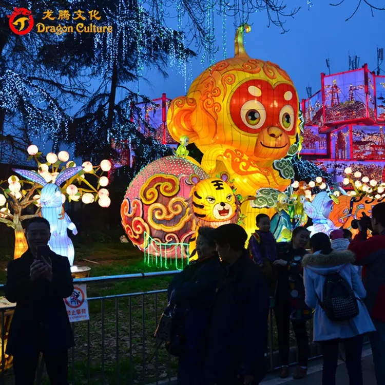 Lanterne chinoise électrique de jardin de haute qualité, lanterne d'extérieur mignonne décorative avec Image de singe de dessin animé, prix de gros, nouvelle collection 2023