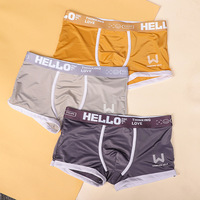 Boxers pour hommes en soie glacée respirants avec ceinture imprimée et poche 3D, pour usage quotidien décontracté, vente en gros, logo personnalisé, sous-vêtements masculins
