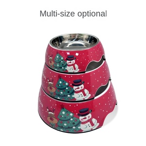 2025 Natal Novo Aço Inoxidável <span class=keywords><strong>Pet</strong></span> <span class=keywords><strong>Bowl</strong></span> Único Prato com Fundo Antiderrapante Seguro Cão Alimentação Menos Mess Venda Quente no Reino Unido - Product Image 2